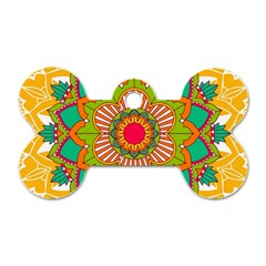 Mandala Patterns Yellow Dog Tag Bone (one Side) by Pakjumat