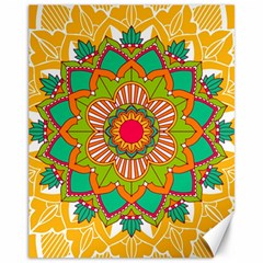 Mandala Patterns Yellow Canvas 11  X 14 