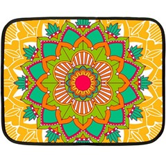 Mandala Patterns Yellow Two Sides Fleece Blanket (mini) by Pakjumat