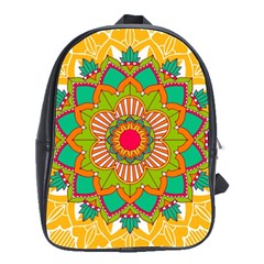 Mandala Patterns Yellow School Bag (large) by Pakjumat