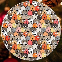 Cute Dog Seamless Pattern Background Uv Print Acrylic Ornament Round by Pakjumat