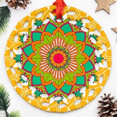 Mandala Patterns Yellow Ornament (round Filigree)