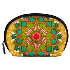 Mandala Patterns Yellow Accessory Pouch (large) by Pakjumat