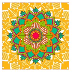 Mandala Patterns Yellow Square Satin Scarf (36  X 36 ) by Pakjumat