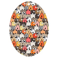 Cute Dog Seamless Pattern Background Uv Print Acrylic Ornament Oval by Pakjumat