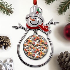 Cute Dog Seamless Pattern Background Metal Snowman Ornament