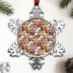 Cute Dog Seamless Pattern Background Metal Small Snowflake Ornament by Pakjumat