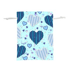 Hearts Pattern Paper Wallpaper Blue Background Lightweight Drawstring Pouch (l) by Pakjumat