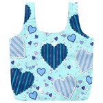 Hearts Pattern Paper Wallpaper Blue Background Full Print Recycle Bag (XXXL) Back