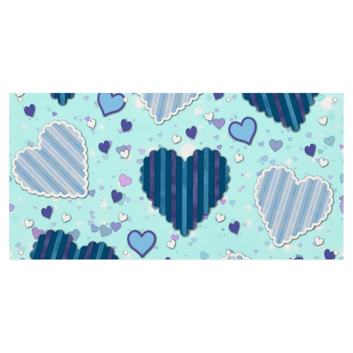 Hearts Pattern Paper Wallpaper Blue Background Banner and Sign 8  x 4 