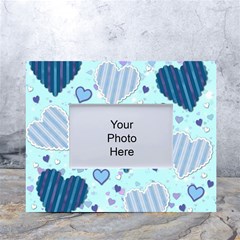 Hearts Pattern Paper Wallpaper Blue Background White Tabletop Photo Frame 4 x6  by Pakjumat