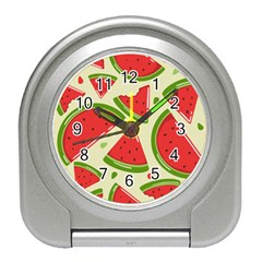 Cute Watermelon Seamless Pattern Travel Alarm Clock by Pakjumat