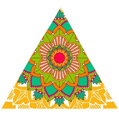 Mandala Patterns Yellow Wooden Puzzle Triangle by Pakjumat