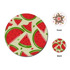 Cute Watermelon Seamless Pattern Playing Cards Single Design (round)