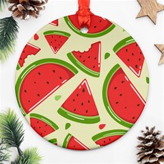 Cute Watermelon Seamless Pattern Round Ornament (two Sides)