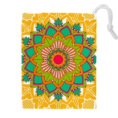 Mandala Patterns Yellow Drawstring Pouch (4xl) by Pakjumat