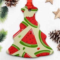 Cute Watermelon Seamless Pattern Christmas Tree Ornament (two Sides) by Pakjumat