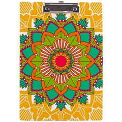 Mandala Patterns Yellow A4 Acrylic Clipboard by Pakjumat