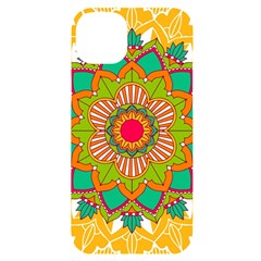 Mandala Patterns Yellow Iphone 14 Plus Black Uv Print Case by Pakjumat