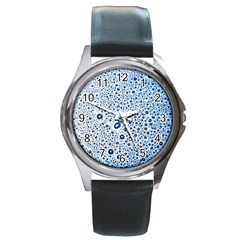 Drop Water Background Macro Splash Rain Drink Round Metal Watch by Pakjumat