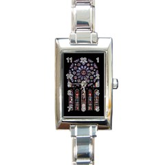 Chartres Cathedral Notre Dame De Paris Stained Glass Rectangle Italian Charm Watch by Maspions