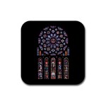 Chartres Cathedral Notre Dame De Paris Stained Glass Rubber Coaster (Square) Front