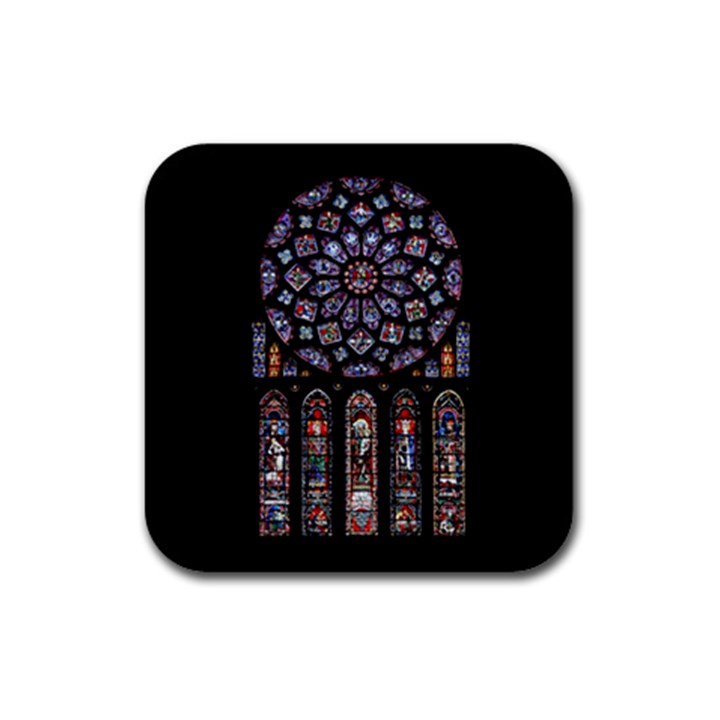 Chartres Cathedral Notre Dame De Paris Stained Glass Rubber Coaster (Square)