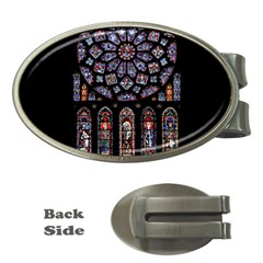 Chartres Cathedral Notre Dame De Paris Stained Glass Money Clips (oval)  by Maspions