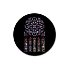 Chartres Cathedral Notre Dame De Paris Stained Glass Rubber Coaster (round)