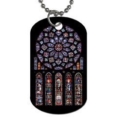 Chartres Cathedral Notre Dame De Paris Stained Glass Dog Tag (two Sides) by Maspions