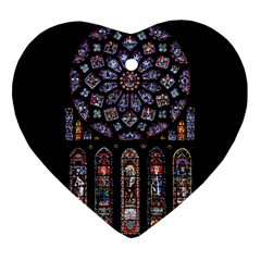 Chartres Cathedral Notre Dame De Paris Stained Glass Heart Ornament (two Sides) by Maspions