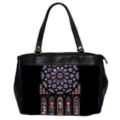 Chartres Cathedral Notre Dame De Paris Stained Glass Oversize Office Handbag (2 Sides) by Maspions