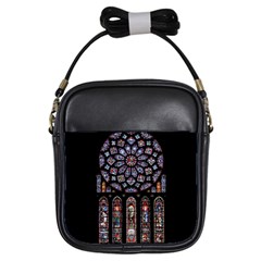 Chartres Cathedral Notre Dame De Paris Stained Glass Girls Sling Bag by Maspions