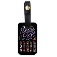 Chartres Cathedral Notre Dame De Paris Stained Glass Luggage Tag (one Side) by Maspions