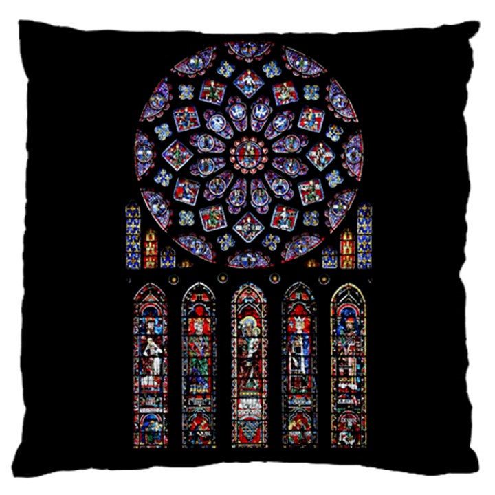 Chartres Cathedral Notre Dame De Paris Stained Glass Large Cushion Case (One Side)