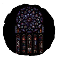 Chartres Cathedral Notre Dame De Paris Stained Glass Large 18  Premium Round Cushions