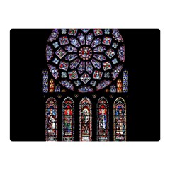 Chartres Cathedral Notre Dame De Paris Stained Glass Two Sides Premium Plush Fleece Blanket (mini) by Maspions