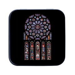 Chartres Cathedral Notre Dame De Paris Stained Glass Square Metal Box (black) by Maspions