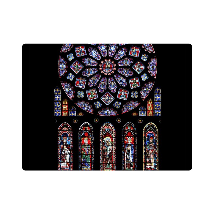 Chartres Cathedral Notre Dame De Paris Stained Glass Premium Plush Fleece Blanket (Mini)