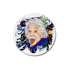 Albert Einstein Physicist Rubber Coaster (round) by Maspions