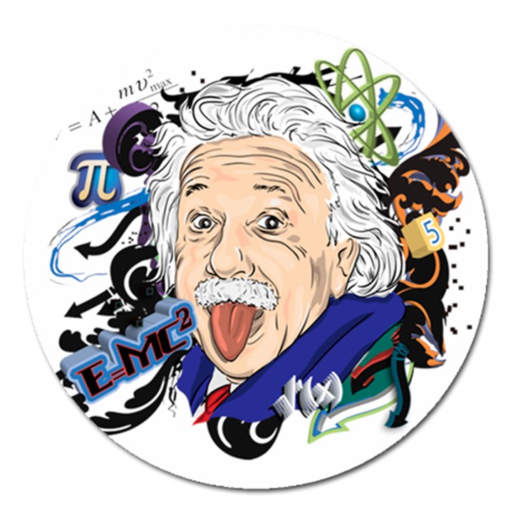 Albert Einstein Physicist Magnet 5  (Round)