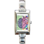 Brain Heart Balance Emotion Rectangle Italian Charm Watch Front