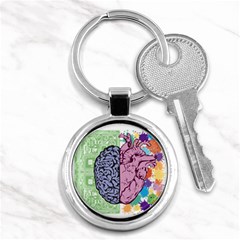 Brain Heart Balance Emotion Key Chain (round)