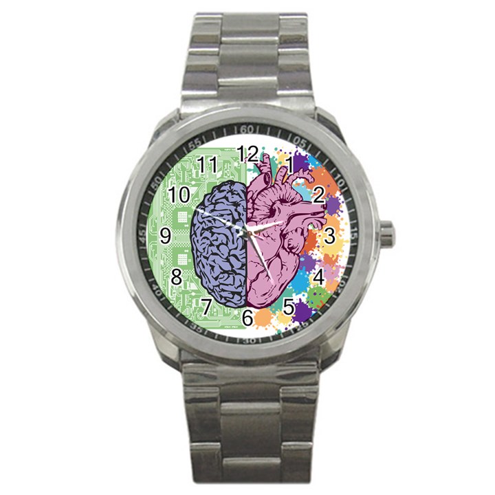 Brain Heart Balance Emotion Sport Metal Watch