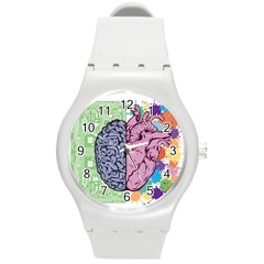 Brain Heart Balance Emotion Round Plastic Sport Watch (m)