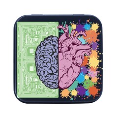 Brain Heart Balance Emotion Square Metal Box (black)