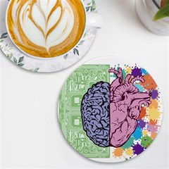 Brain Heart Balance Emotion Uv Print Round Tile Coaster