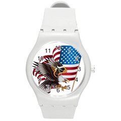 American Eagle Clip Art Round Plastic Sport Watch (m) by Maspions