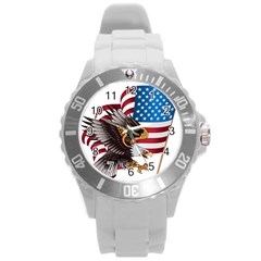 American Eagle Clip Art Round Plastic Sport Watch (l) by Maspions