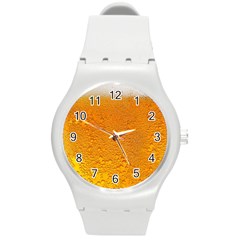 Beer Bubbles Pattern Round Plastic Sport Watch (m)